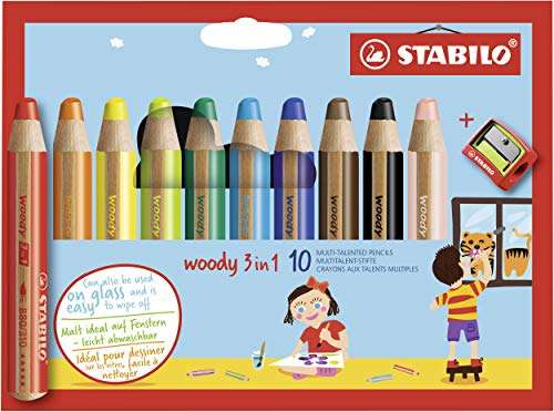 Etui 10 crayons de coloriage Stabilo Woody 3in1 + taille-crayon