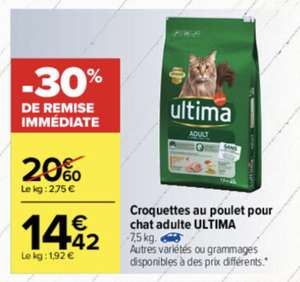 Croquettes pour chat adulte Ultima - 7,5kg (Plusieurs variétés & grammages)