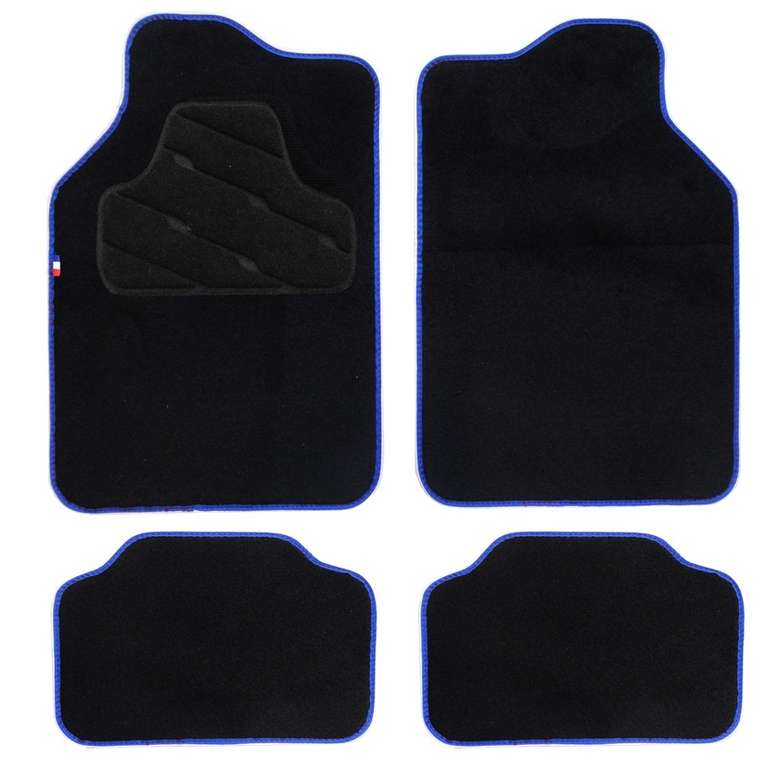 Set tapis de voiture universels HVD - Noir ganse bleu moquette