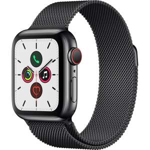 Montre connectée Apple Watch Series 5 (GPS + Cellular) - 40mm, Acier inox, Bracelet Milanais Noir