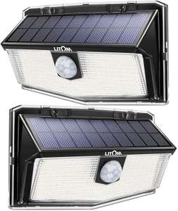 Lot de 2 Lampes solaires d'extérieur Litom/Mpow (300 LED) - Détecteur de mouvement, 3 Modes, Étanche IP67 (Vendeur tiers)