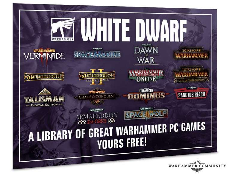 Magazine White Dwarf 462 + 12 jeux PC Dématérialisés dont Warhammer Vermintide 2, Total War Warhammer 1...