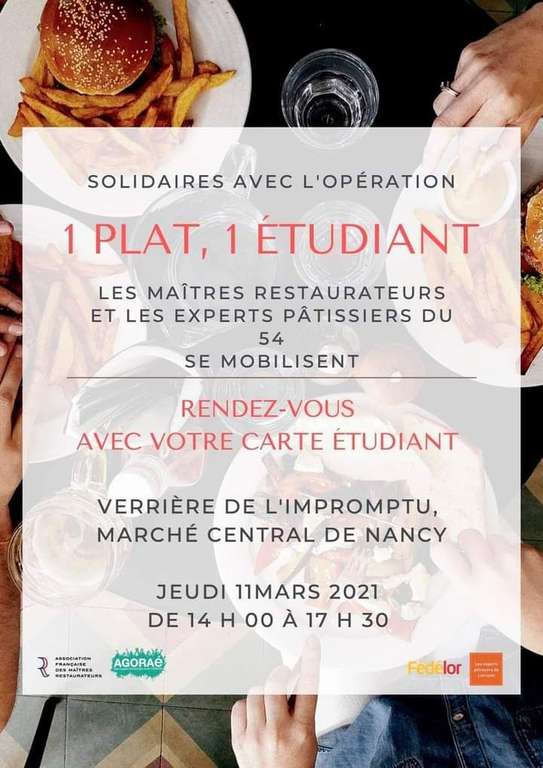 [Étudiants] Un plat de maîtres restaurateurs & experts pâtissiers offert - Marché Central Nancy (54)