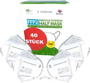 Lot de 40 Masques de protection respiratoire FFP2 - Certifiés EU CE2834-40, Blanc