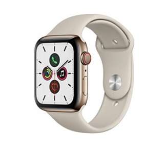 Montre connectée Apple Watch Series 5 GPS + Cellular - 44 mm, acier inox or, bracelet sport, gris sable (+14.37€ Rakuten Points) - Boulanger