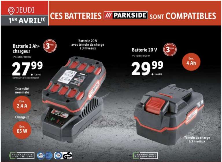 Batterie Parkside - 20 V, 4 Ah