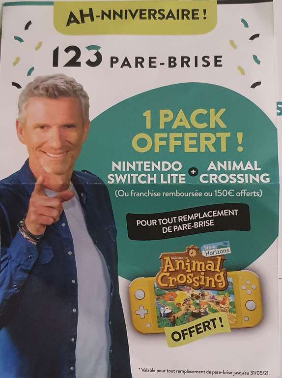 Console Nintendo Switch Lite + Animal Crossing New Horizons Offerts pour tout remplacement d’un Pare-brise - 123 Pare-brise Vesoul (70)