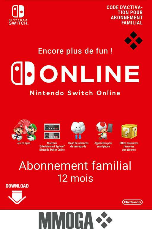 Abonnement d'un an au Nintendo Switch Online Familial (dématérialisé)