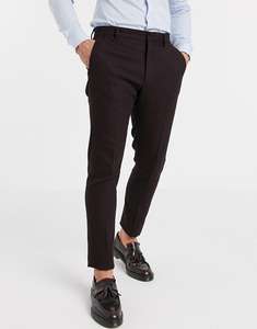 Pantalon de costume skinny effet laine Asos Design - Bordeaux