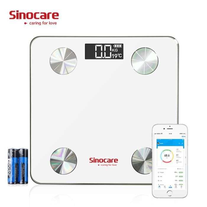 Balance connectée Sinocare - Bluetooth, max 180kg, précision 0.1kg (vendeur tiers)