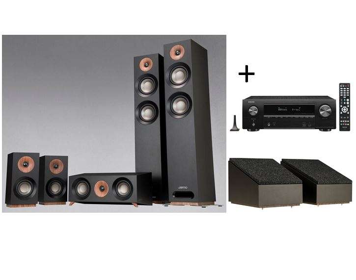 Pack ampli Home Cinema Denon AVR-X160H DAB + Pack d'enceintes Jamo S807HCS + Enceintes Dolby Atmos S8ATM - Black