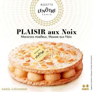 Gâteau surgelé "Le plaisir aux noix macarons moelleux et mousse au noix" Lenôtre - 410 g (plusieurs variétés)