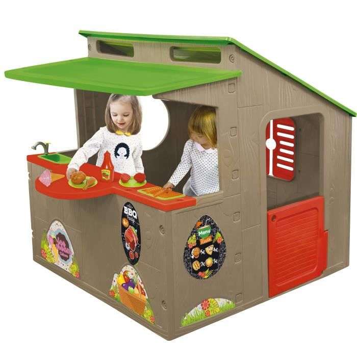 [CDAV] Maison extérieure pour enfant Le Petit Restaurant Paillote - Avec 29 accessoires L 118 x P 139 x H 120 cm