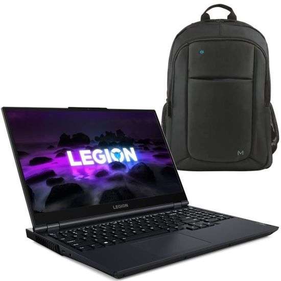 Pack PC portable 15.6" full HD Lenovo Legion 5 15ACH6H (Ryzen 5 5600H, RTX-3060 6 Go, 8 Go de RAM, 512 Go en SSD, sans OS) + sac à dos