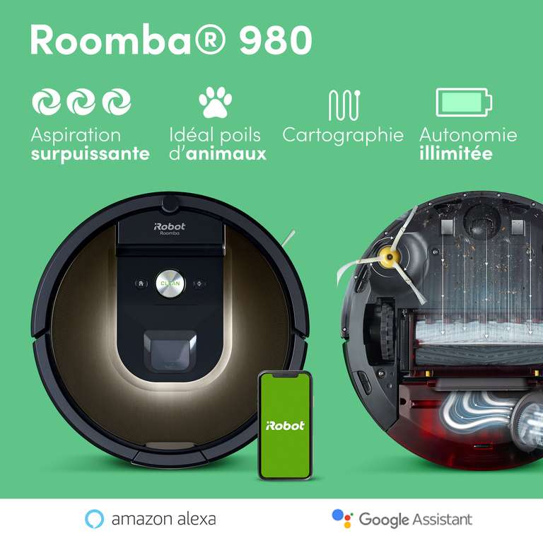 Aspirateur robot Roomba 980 - Autonomie illimitée et cartographie