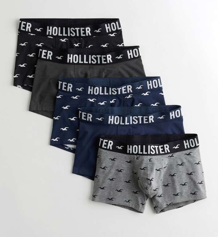 Sélection de sous vêtements Hollister en promotion - Ex: Lot de 5 caleçons classiques (plusieurs coloris & tailles)
