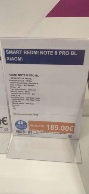 Smartphone 6.63" Xiaomi Redmi Note 8 Pro - 128 Go (La Ferté-Bernard 72)