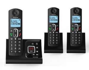 Kit 3 Téléphones fixes combinés Alcatel F685 Trio - Noir, avec répondeur (via ODR 15€)
