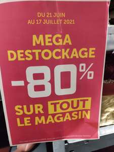 80% de réduction sur tout le magasin - Paris place d'Italie (75)