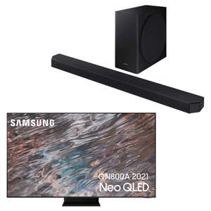 TV 65" Samsung QE65QN800A (Neo QLED, 8K, 100 Hz, HDR 2000, 4x HDMI 2.1) + Barre de son 7.1.2 Samsung HW-Q900T (406W) - Via ODR de 1000€