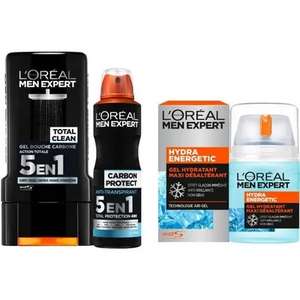 Lot L'oréal Paris Men Expert : 1 gel douche (300 ml) + 1 déodorant spray (50 ml) + 1 soin hydratant (50 ml)