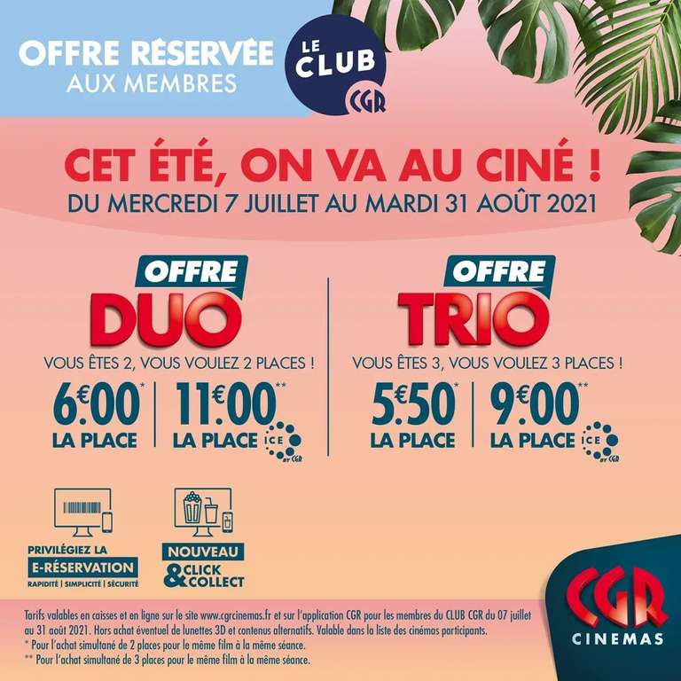 [Membres Club CGR] 2 places de cinéma à 12€ ou 3 places à 16.50€