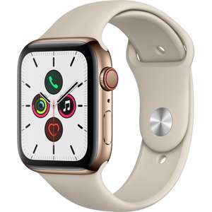 Montre connectée Apple Watch Series 5 - GPS + Cellular, Acier Or, 44 mm, écran oled et PACK REPRISE 80% soit 321,29€