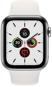 Montre connectée Apple Watch Series 5 GPS + Cellular - 40 mm, acier inox, bracelet Sport, blanc (334.34€ via MAXISOLDES10)