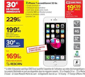 Smartphone 4.7" Apple iPhone 7 - 32 Go (reconditionné A+ - via 30€ sur la carte fidélité)