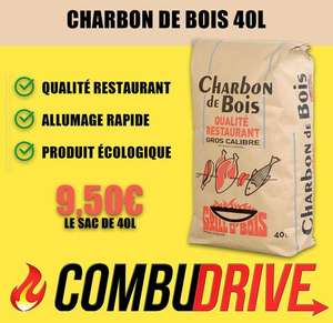 Sac de charbon de bois Grill'o'bois Qualité Restaurant 40L - Combudrive Bethune (62)