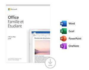 Logiciel Microsoft Office Famille & Étudiant 2019 sur PC et Mac - 1 Appareil, À Vie (Dématérialisé)