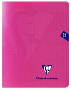 Cahier Clairefontaine Rose (322741C) - 17x22 cm, 96 Pages, Grands Carreaux, Papier Blanc 90 g - Couverture Polypro