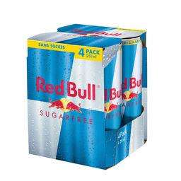 Pack de 4 canettes de Red Bull à base de taurine caféine sans sucres - 4x250 ml