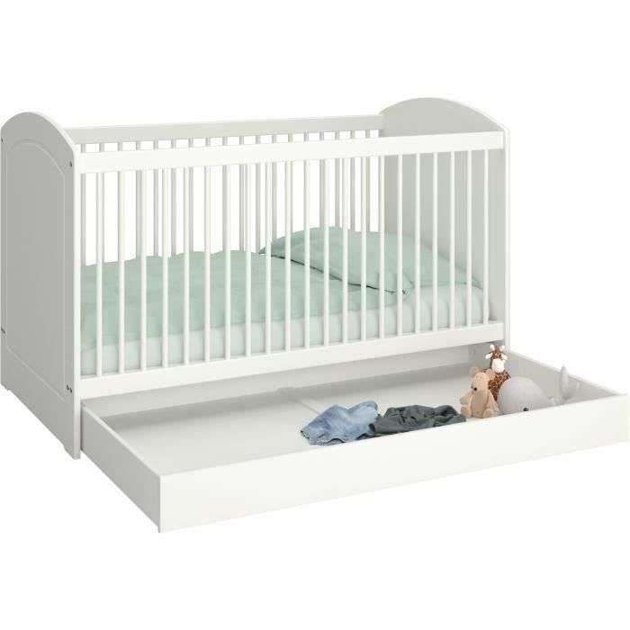 Lit Bebe Evolutif Avec Tiroir Tromso 70x140cm Blanc Laque Dealabs Com