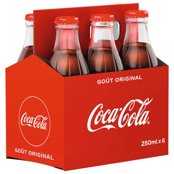 Lot de 2 packs de 6 bouteilles en verre Coca Cola sans sucre - 12 × 25cl