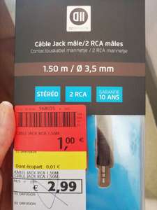 Câble Jack - RCA, 1,50 m, 3,5 mm (Pontarlier 25)