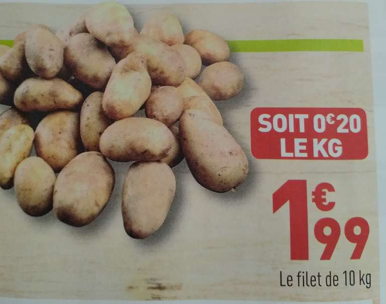 Filet de 10kg de pommes de terre de consommation - Catégorie 2, Origine France