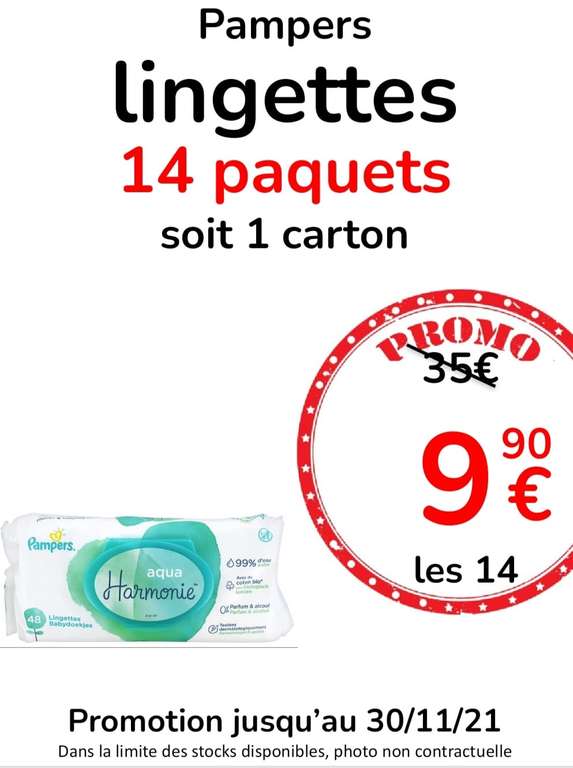 Carton de 14 paquets de lingettes Pampers Aqua Harmonie - Pharmacie Mivoix Calais (62)