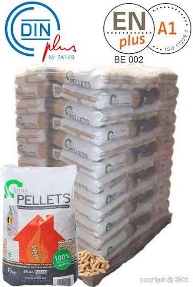 Palette de 65 sacs de granulés de bois Pellets ERDA DIN+/EN+ - 65x 15Kg (soltech-nrj.com)