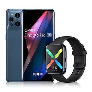 Oppo finSmartphone 6.7" Oppo Find X3 Pro 5G (WQHD+, SD 888, 12 Go RAM, 256 Go) + Montre connectée Oppo Watch (46mm)