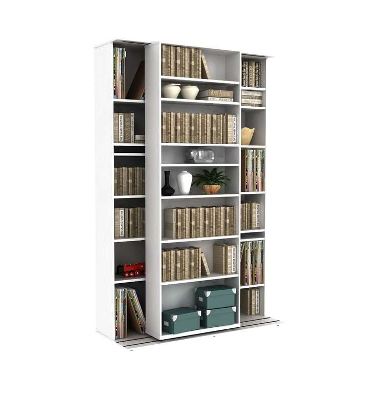 Bibliothèque coulissante à étagères modulables Bento - blanc