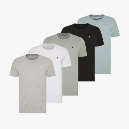 Lot de 5 T-shirts imprimés Abercrombie & Fitch Neutral Crew pour Homme - Tailles XS à 2XL