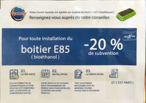 20% de réduction sur la pose de boîtier E85 chez - Créteil Soleil (94)