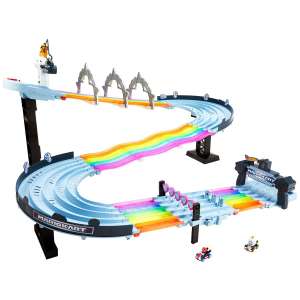 [Pré-commande] Circuit Hot Wheels Mario Kart Route Arc-en-ciel - avec effets sons & lumières + 2 petites-voitures karts, 2.4 m de long
