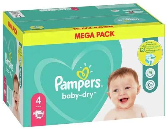 Mega Pack de couches Pampers baby Dry - Différentes tailles (via 17,32 € sur la carte fidélité + BDR)