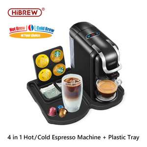 Machine à dosettes HiBrew H2A Tray - 19 bars, avec plateau en plastique, noir