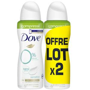 Sélection d'articles Dove gratuits - Ex: Lot de 2 déodorants compressés sans parfum 48h 0% (via 4,54€ sur la carte) - sélection de drives