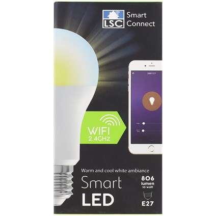 Ampoule LED connectée E27 LSC Smart Connect - 806 lumens, blanc ou blanc chaud