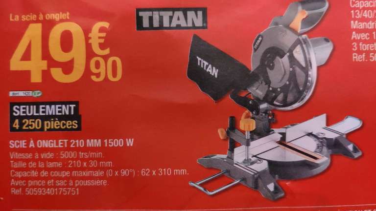 Scie à onglet Titan 210mm - 1500w