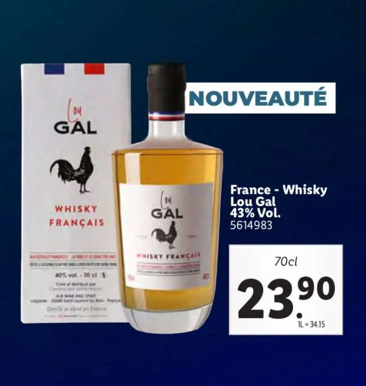 Bouteille de whisky français Lou Gal